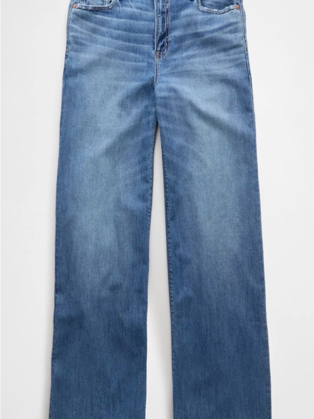 AE Dreamy Drape Super High Waisted Light Wash Baggy Wide Leg Stretch Denim Jeans
